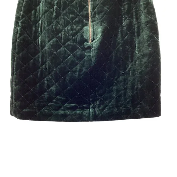 Sandro Quilted Skirt Size 2 Quilted Green Velvet Mini Viscose & Silk Blend - Picture 8 of 12